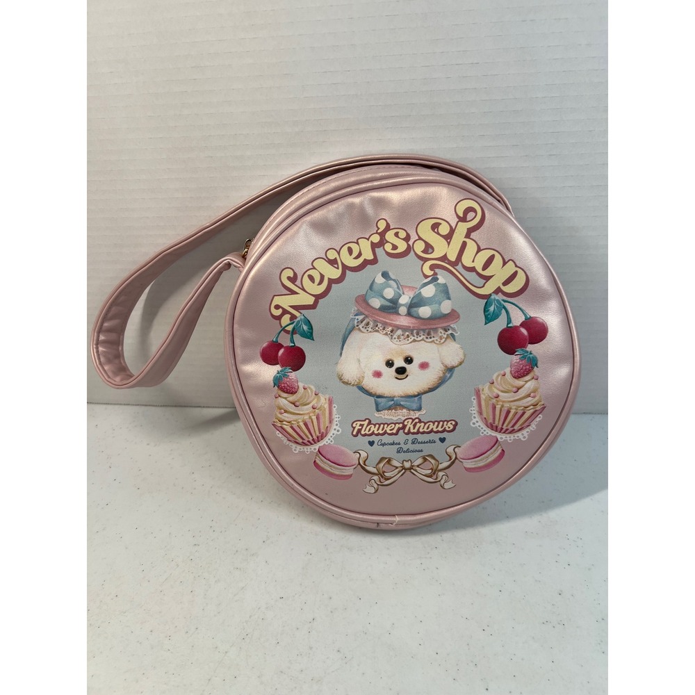 Flower Knows Nevers Shop Pink Metallic Circular Bag Kawaii Puppy Graphic